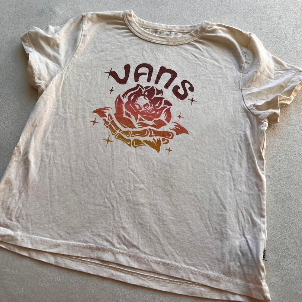 Vans Cream Colored Rose Skull Sunset Skateboarding Cute Alternative Grunge